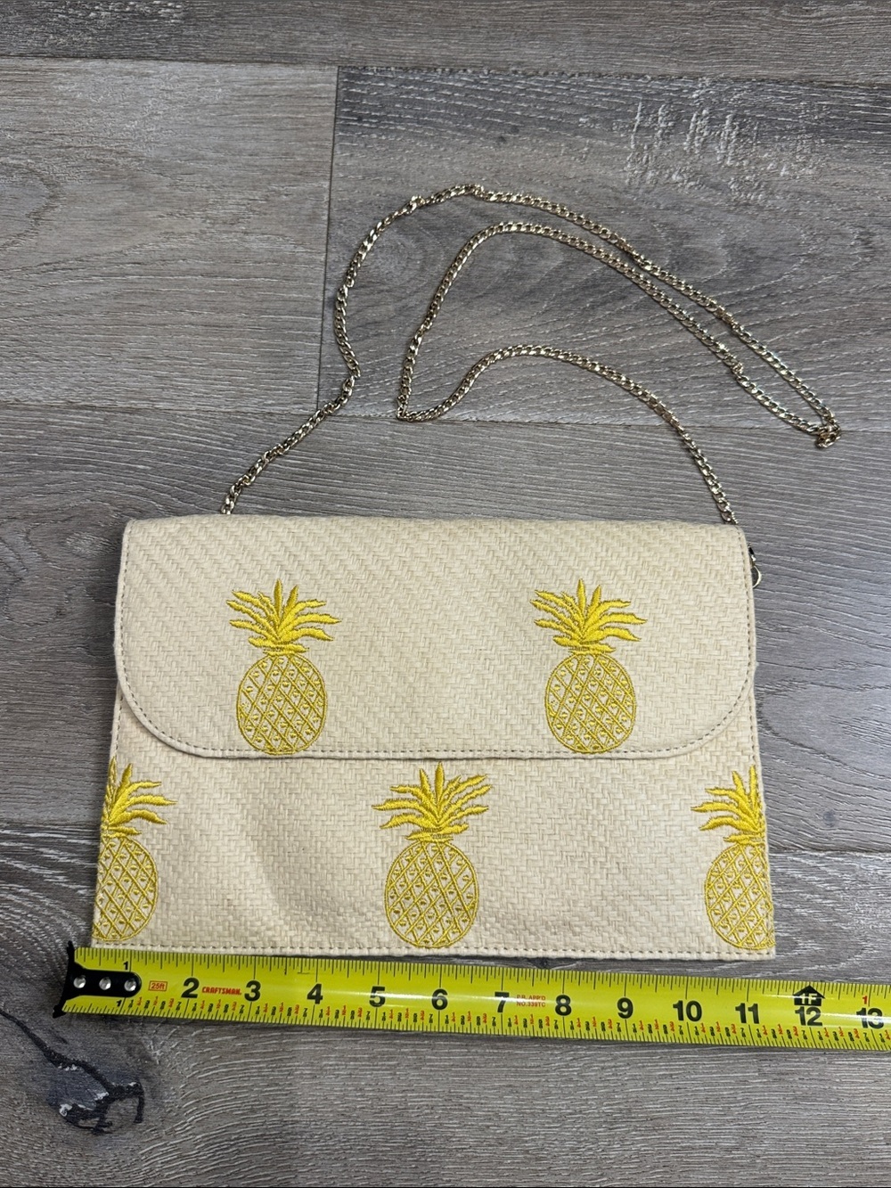 Seed Heritage Cream Crossbody Bag with Yellow Pineapple Embroidery